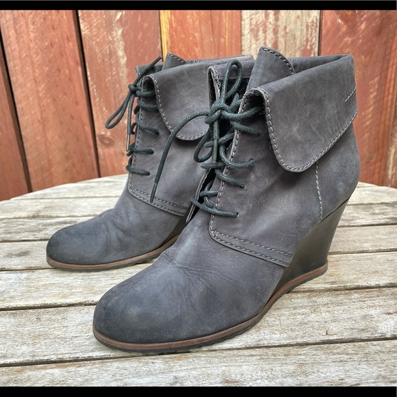 TESORI Lace Up Wedge Ankle Boots Booties - Picture 6 of 8
